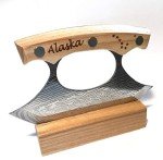 Alaska Ulu Knife with Wood Handle and Stand
