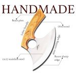 Damascus Rocker Ulu Knife Pizza Cutter - Olive Wood