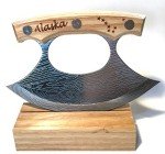 Alaska Ulu Knife with Wood Handle and Stand