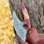 Custom Forged Damascus Steel Ulu Chef Knife