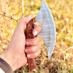 Custom Forged Damascus Steel Ulu Chef Knife