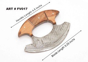 Damascus Ulu Knife with Sheath for Kitchen Use