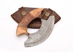 Damascus Ulu Knife with Sheath for Kitchen Use
