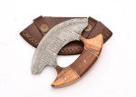 Damascus Ulu Knife with Sheath for Kitchen Use