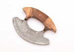 Damascus Ulu Knife with Sheath for Kitchen Use