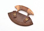 Damascus Ulu Knife with Sheath for Kitchen Use
