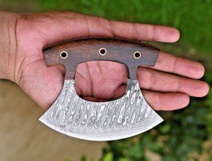 Handmade Damascus Ulu Chef Knife - Alaskan Design