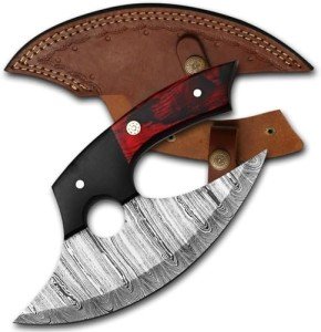 Shanzay SK Damascus Ulu Knife with Leather Sheath
