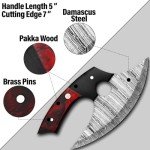 Shanzay SK Damascus Ulu Knife with Leather Sheath