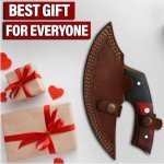 Shanzay SK Damascus Ulu Knife with Leather Sheath