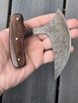 Handmade Damascus Ulu Knife Pizza Cutter with Sheath