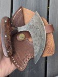 Handmade Damascus Ulu Knife Pizza Cutter with Sheath