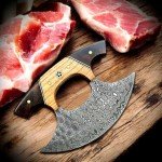 Handmade 6" Damascus Steel Ulu Knife & Sheath