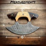 Handmade 6" Damascus Steel Ulu Knife & Sheath