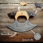 Handmade 6" Damascus Steel Ulu Knife & Sheath
