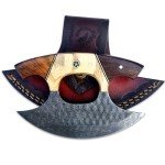 Handmade 6" Damascus Steel Ulu Knife & Sheath