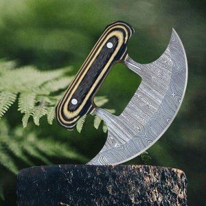 Damascus Steel Alaskan Ulu Knife with Sheath