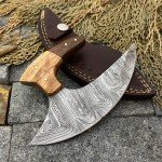 Hand Forged Damascus Steel Ulu Hunting Knife