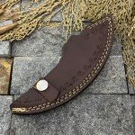 Hand Forged Damascus Steel Ulu Hunting Knife