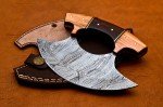 Damascus Steel Ulu Knife with Wood Handle