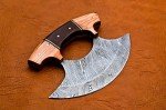Damascus Steel Ulu Knife with Wood Handle