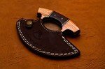 Damascus Steel Ulu Knife with Wood Handle