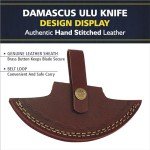 Damascus Steel Ulu Knife with Wooden Handle
