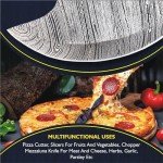 Damascus Steel Ulu Knife with Wooden Handle