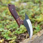 Damascus Ulu Knife with Sheath for Skinning & Pizza