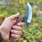 Damascus Ulu Knife with Sheath for Skinning & Pizza