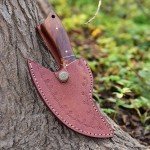 Damascus Ulu Knife with Sheath for Skinning & Pizza