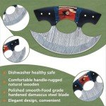 Damascus Steel Ulu Knife with Sheath - 6
