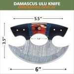 Damascus Steel Ulu Knife with Sheath - 6