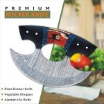 Damascus Steel Ulu Knife with Sheath - 6