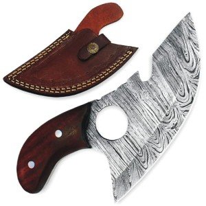 Handmade Damascus Steel Alaskan Ulu Knife with Sheath