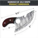 Handmade Damascus Steel Alaskan Ulu Knife with Sheath