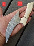 Damascus Ulu Skinner Knife with Camel Bone Handle