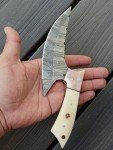 Damascus Ulu Skinner Knife with Camel Bone Handle