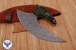 Damascus Steel Ulu Full Tang Knife with Resin Handle