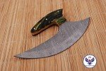 Damascus Steel Ulu Full Tang Knife with Resin Handle