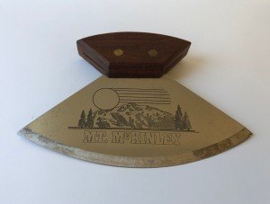 Alaska Ulu Knife with Wooden Stand - Mt. McKinley
