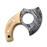 Damascus Steel Alaskan Ulu Knife with Leather Sheath