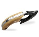 Damascus Steel Alaskan Ulu Knife with Leather Sheath