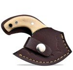 Damascus Steel Alaskan Ulu Knife with Leather Sheath