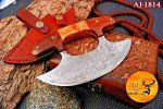 Custom Handmade Damascus Steel Ulu Chef Knife