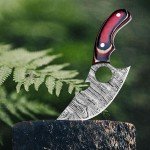 Damascus Steel Ulu Knife with Sheath - 6" Pizza Cutter