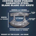 Hercules Custom Hand Forged Damascus Ulu Knife
