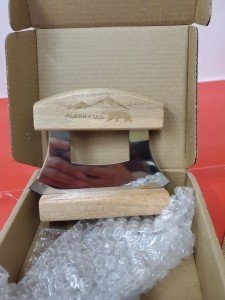 Alaska Ulu Knife with Wood Handle and Stand