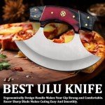 Custom Damascus Ulu Knife with Sheath - Red Black