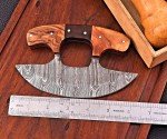 Handmade Damascus Steel Ulu Chef Knife with Sheath